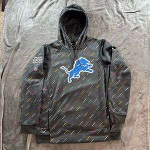 Detroit Lions Nike Hoodie Men's L Gray Crucial Catch Performance Pullover 2021